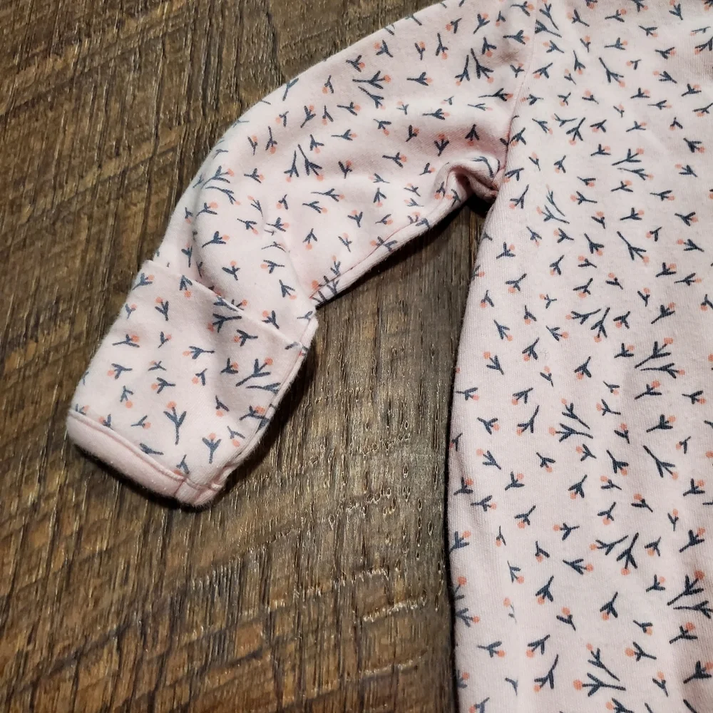 Carters Baby Convertible Footed Pajamas Sleep Sack Pastel Pink Floral Cotton NB